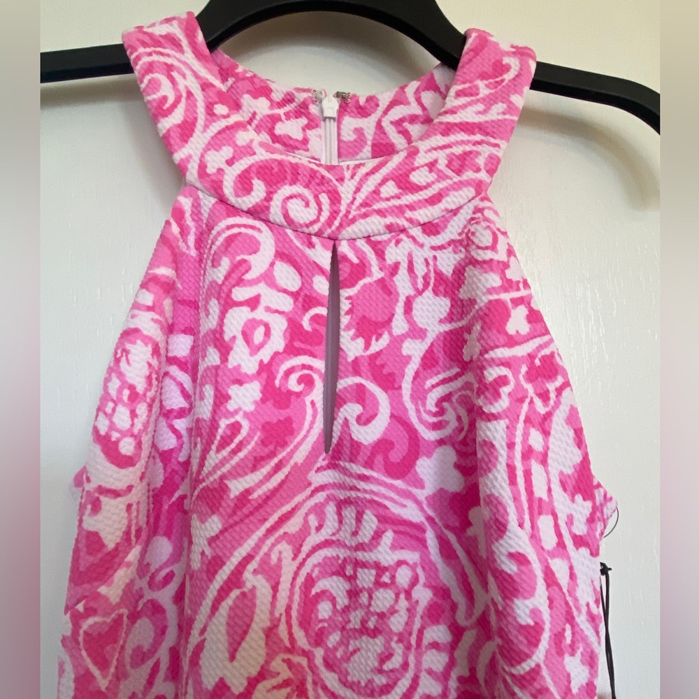 Vince Camuto pink and white printed sleeveless dress. - Picture 2 of 9